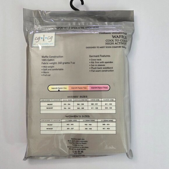 NWT - Country Girl Off-White 100% Cotton Crew Neck Thermal Top, Size 2X - Picture 2 of 7